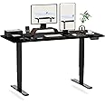 FLEXISPOT E5 180x80cm Electric Standing Desk 160kg Load Dual Motors 3 Stage Height Adjustable Desk One Piece Sit Stand Desk Stand Up Desk with Memory Smart Pannel(Black Frame+Black Top)