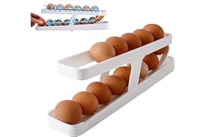 FIVEMILEBRO 2-stöckiger Eierhalter für den Kühlschrank mit automatischem Roll-Mechanismus - platzsparende Eieraufbewahrung und praktischer Eierspender (1 Stück)