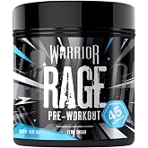 Warrior Rage Pre-Workout Powder 392g, Powerful - Blazin' Blue Raz | 45 Servings, Caffeine &amp; Beta-Alanine, Focus, Energy &amp; Pum