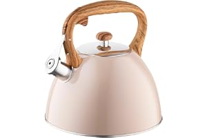 FLORINA Vattenkokare (2,5 l) I rostfritt stål tekanna frank I visselpipa med trähandtag I automatisk visselpipa I för induktionsspis, gasspis och elektrisk spis I Färg: grön matt