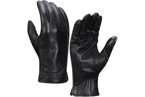 Harssidanzar Gants en cuir pour hommes, gants d'hiver en cuir de chèvre, écran tactile GM040EU