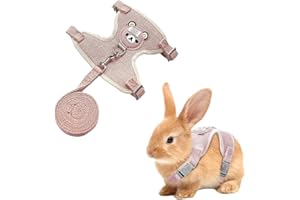 NJCXOLA Laisse pour Lapin Accessoires, Harnais pour Lapin, Colliers et laisses pour Petits Animaux, réglable, Respirant (Rose S)