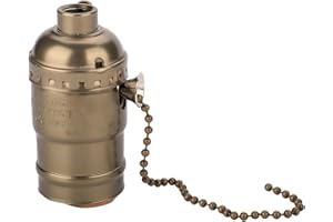 TICFOX Portalampada Vintage con Catena di Trazione, Portalampada vintage in alluminio E27 con catena a tirante e base a vite per lampada da scrivania per la decorazione del bar (Bronzo antico)