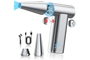 MALOROY Compressed Air Duster Cleaner for Pc, 180000rpm Electric Compressed Air Dusters for Pc Cleaning, 3 Gear Adjustable Cordless Rechargeable Reusable Air Blower, Keyboard Cleaner for Laptop,Computers,Car