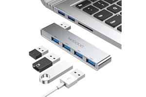 MOGOOD Hub USB 3.0 Ultrafino - Estación de Adaptadores Múltiples para Datos, Divisor y Expandedor de Puertos - Compatible Con Computadoras Portátiles, Ratón y Teclado