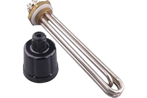 AIICIOO Élément chauffant électrique 3U 1,5" (DN40) Bride en laiton BSP avec anneau en silicone et couvercle en plastique 220/380V 4500W