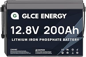 GLCE ENERGY Batteria LiFePO4 12 V 200 Ah [versione mini], 4000 ~ 15000 + Deep Cycle con Smart BMS per camper, marine, accumulo di energia solare, alimentazione di emergenza, campeggio e molto altro