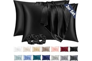 VIELIT Poszewka na poduszkę, jedwabna satyna, na 2 szt. 40 x 80 cm, podobna jedwabna poszwa na poduszkę z zamknięciem na kopertę, pielęgnacja skóry i włosów, zmniejsza wypadanie włosów, 2 gumki do