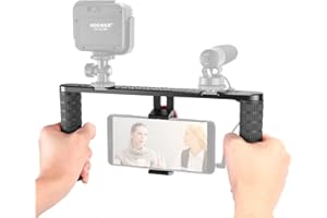 Neewer Smartphone Video Rig, Filmemachen Aufnahme Vlogging Rig Case, Handheld-Griff Stabilizer Cold Shoe Mount, Kompatibel mit 11 11 Pro 11 Pro Max X Xs 13 13 Pro 13 Mini 13 Pro Max Android (Metall)