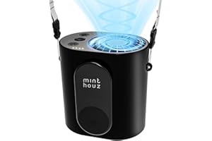 Minthouz Tragbarer Wiederaufladbarer Clip-Ventilator, 4 Geschwindigkeiten, 10000RPM Taillen- & Nackenventilator, 12 Std Laufzeit, USB-C Aufladung, freihändige Kühlung für Outdoor, Arbeit & Reisen