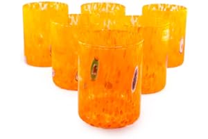 MurArt Bicchieri di Murano Set da 6 bicchieri da 300ml in vetro soffiato a mano in lavorazione artigianale Made in Italy B1