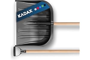 KADAX - Pala quitanieves con mango ergonómico, ancho de la hoja: 49 cm, hoja de plástico, pala para nieve, ideal para pequeñas y grandes cantidades de nieve, pala para quitanieves, estable, Negro