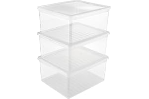 Keeeper Boîte de rangement avec Système Air Control, Lot de 3, Hauteur : 18 cm, 3 x 18 l, 39 x 33,5 x 18 cm, Bea, Transparent