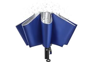 G4Free Paraguas compacto de viaje resistente al viento de 54 pulgadas, 10 varillas, protección UV UPF 50+, revestimiento plateado, paraguas de sol de apertura automática