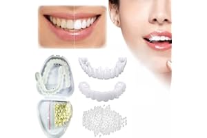 Brigtviee Perfect Smile Dentier Prothese Dentaire Instantanées Denture Haut et Bas Prothèses Dentaires Provisoires pour Supérieure et Inférieure, Facette Dentaire Silicone pour Blanchiment des Dents