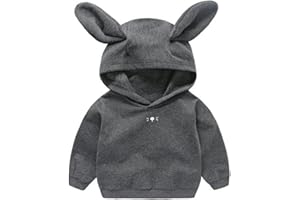 TDEOK Hoodie Jacke Baby 80 - Sweatshirt Mit Hasenohr Kapuze Übergangsjacke Oberteile Y2K Top Einfarbig Kapuzenjacke Casual Outerwear Kinder Lange Kuschelhoodie 80-120