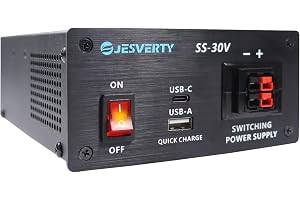 SS-30V 13.8V 30A DC Regulated Universal Compact Bench Power Supply, AC-DC Converter, 20W USB & USB-C Fast Charging, Anderson Connectors & 1/4 Inch Connector Poles for HAM & Amateur Radio