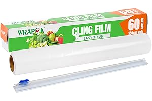 WRAPOK 1 x Catering Cling Film Dispenser and Cutter Kitchen Plastic Food for Kitchen, 350mm x 60m