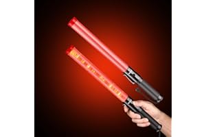 HiGiant [2 Pack] 16inch Traffic Wand, LED Traffic Control Baton, Small Orange Light Wands with 2 Flashing Modes, Air Traffic Control Light with Side Clip for Parking Direct, Airport Safety
