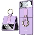 COQUE Custodia per Galaxy Z Flip 3 5G Cover, Pellicola Shell All-inclusive Custodia per telefono con supporto video ad anello