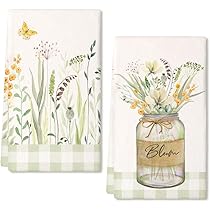 Set Di 2 Strofinacci Da Cucina Primaverili - Motivi Fiori E Farfalle, Microfibra Assorbente 40x59 Cm - Foto 5