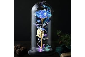 Veryhome Mothers Day Flowers Gifts Rose Gifts for Her Preserved Flowers Women Galaxy Rose Rainbow Light Up Flowers in Glass Dome Christmas Decoration for Valentine's Day Anniversary Mother's Day