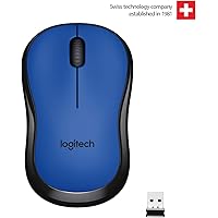 Logitech M221 Wireless Mouse, Silent Buttons, 2.4 GHz with USB Mini Receiver, 1000 DPI Optical Tracking, 18-Month Battery Life, Ambidextrous PC/Mac/Laptop - Blue