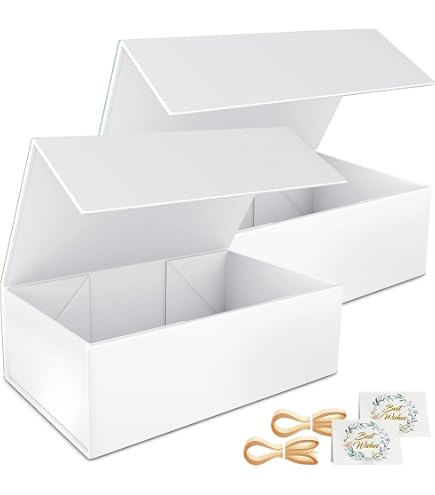 PACKHOME 5 Geschenkboxen 33 x 24 x 8,6 cm, große Geschenkboxen mit Deckel, stabile Hemdboxen mit magnetischen Deckeln zum Verpacken von Geschenken (glänzendes Roségold, Grasstruktur