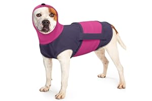 PUMYPOREITY Chaleco Antiestres para Perros, Ansiedad Chaleco Relajante Perro con Orejeras Chaleco Antiestres Perros Orejeras Perros Antiruido para Fuegos Artificiales, Tormentas(Morado, M)