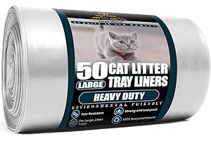 H HAYA HOME Haya Home Eco 50 Large Heavy Duty Cat Litter Tray Liners on a roll 40μm 80 X 36 cm Scratch Resistant Plastic Bags Environmentally Friendly 100% Recycled Material