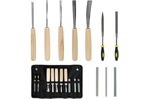 JUMBENA 10 Stück Hohlbeitel Stechbeitel Meißel Set, Stechbeitelsatz Holzschnitzerei Hand Meißel Werkzeug Holzbearbeitung Meißel Set Schleifsteine Beutel
