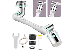 ESVYIT Rubinetto Rotante 1440 Gradi con Filtro Antispruzzo, Prolunga Rubinetto Bagno Cucina Lavandino Lavabo, Aeratore Rubinetto Girevole Rubinetto Allungabile Bagno Estensione Rubinetto per M20 M22 M24