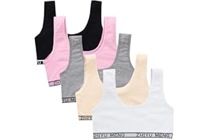 Bevalsa Lot de 5 Filles Brassieres Dentelle,Bra Gilet sous-vêtements Bustier Fille Soutien-Gorge de Sport Uni Basique Débardeur Crop Tops Haut Bandeau Lingerie 10-14ans