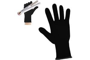 WLLHYF Guante profesional resistente al calor para peinado, rizador, plancha y rizador, guantes bloqueadores de calor para la mano izquierda y derecha (borde negro)