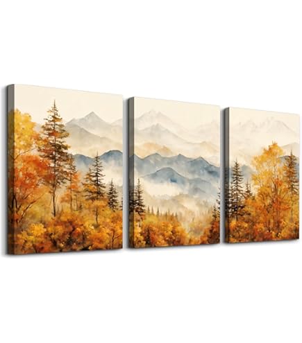 Tableau Déco Montagnes 200x100 Cm - 5 Parties, Impression Toile Non Tissée - Gris, Design Moderne - Prêt à Accrocher