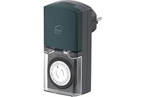 ‎G-HOMA G-Homa Zeitschaltuhr Aussenbereich, 24-Stunden-Mechanische Zeitschaltuhr Steckdose Outdoor mit Kindersicherung & Schutzabdeckung, IP44 Wasserdicht, für Lichter, Poolpumpen, Weihnachtsdeko Weiß