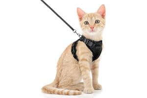 Voarge Uprząż dla kotów, regulowana ze smyczą 150 cm, bezpieczeństwo dla małych średnich dużych dorosłych szczeniąt kotów Harness na spacery, S, czarny