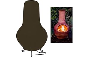 JK-GMTE Protective Fire Pit Heater Cover，Waterproof Chiminea Covers, Outdoor Patio Chiminea Covers, Chiminea Caps for Clay Chiminea (Dark Brown)