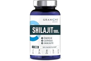 SHILAJIT - Shilajit PURE HIMALAYA | GRANIONS - Laboratoire Français | Immunité, Energie, Articulations, Concentration | Vitamine B6 | Vegan | Complement Alimentaire | 60 Gélules | Format 1 Mois