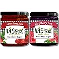 Vistevia Sugar Free Raspberry & Strawberry Jam, Diabetic and Keto Friendly - Sweetened Naturally with Stevia, More Than 60% Whole Berry Content - Tastes Delicious - Pack of 2 (220*2 GM)