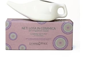 LYNPHA VITALE Neti Pot in Ceramica Ayurvedico per Lavaggio e Igiene Nasale Quotidiana - Irrigatore Nasale con Beccuccio Ergonomico - Soluzione Naturale per Allergie, Sinusite e Benessere Respiratorio - 200 ml