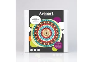 Arenart | Pack 1 Mandala 38x38cm | para Pintar con Arenas de Colores | Manualidades para Adultos y Jóvenes | Dibujo Fácil | Pintar por números | +9 años