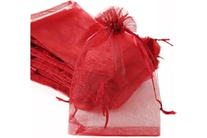 DUORIES 30 sacchetti in organza da riempire, sacchetti regalo in organza, con coulisse, per festival, feste, matrimoni, caramelle, gioielli alla lavanda, 20 x 30 cm, rosso vino