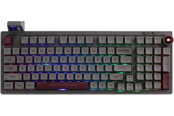 EPOMAKER RT100 Gasket Teclado Mecánico BT5.0/2.4G/USB-C con Pantalla Personalizable, Perilla, Hot-Swap, 5000mAh Batería para Win/Mac/Gaming(RT100 Black, Gateron Pro Yellow)