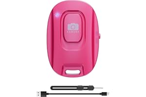 VYVIYON Bluetooth-Kameraauslöser für iOS & Android Smartphones – Wiederaufladbare Fernbedienung mit Selfie-Knopf für Fotos/Videos, inkl. Ladekabel & Handschlaufe-Pink