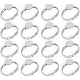 12mm Setting Ring Base 16 Sets Stainless Steel Bezel Rings with Semi-Round Glass Cabochons Finger Rings Component,2 Colors,B