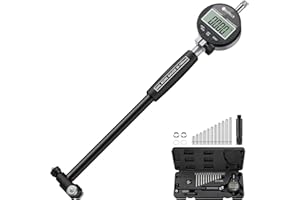 Neoteck Set Alesametro con Quadrante Autocentrante 0,01 mm (0,0005”) Kit Misuratore di Alesaggio Quadrante del Cilindro 50-160MM Alesametro con Comparatore Centesimale Impugnature Isolate - Nero
