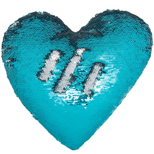 Ataya Sirena Throw Pillow con inserto, 2 colores en forma de corazón reversible decorativos lentejuelas cojín Almohada