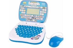 SRLIYA Ordenador Portátil Interactivo de Aprendizaje Bilingüe para Niños con Función de Música en Inglés y Español, Juguete Educativo Ideal para Niños (Blue)