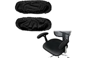 EODKSE Copribraccioli per Sedia da Ufficio in Poliestere Elasticizzato, 2 Pezzi (40 cm), alleviano fastidio al Gomito, con Copri-Pad Imbottiti Lavabili (Nero),